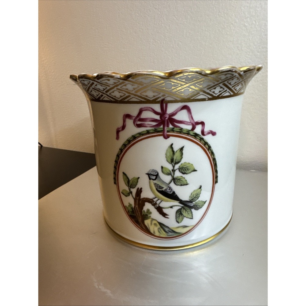 HAVILAND Limoges France Porcelain Russian Cachepot Birds  Design 5.6"H‎ (MET)